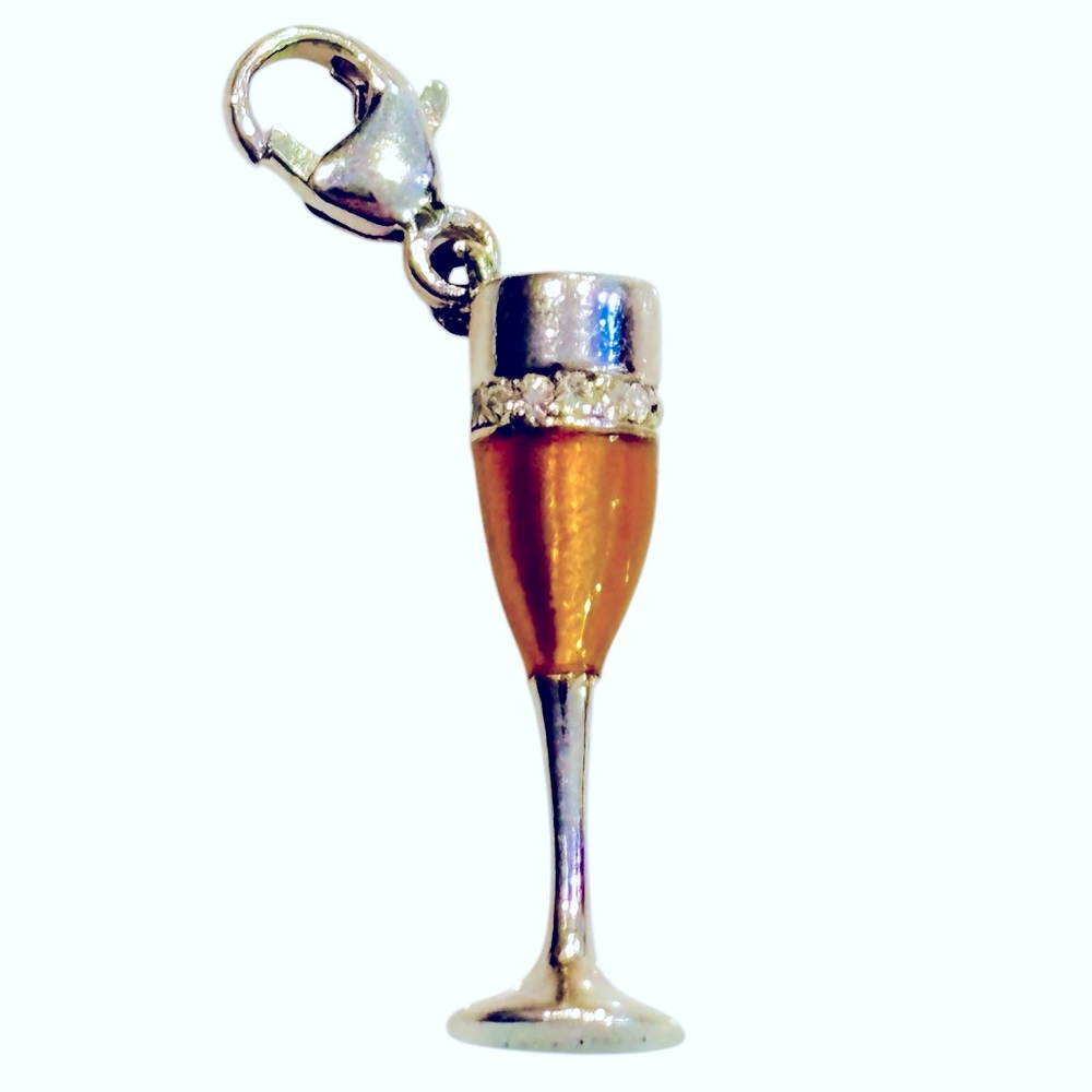 AGATHA Paris Champagne Glass Charm, 925 sterling silver